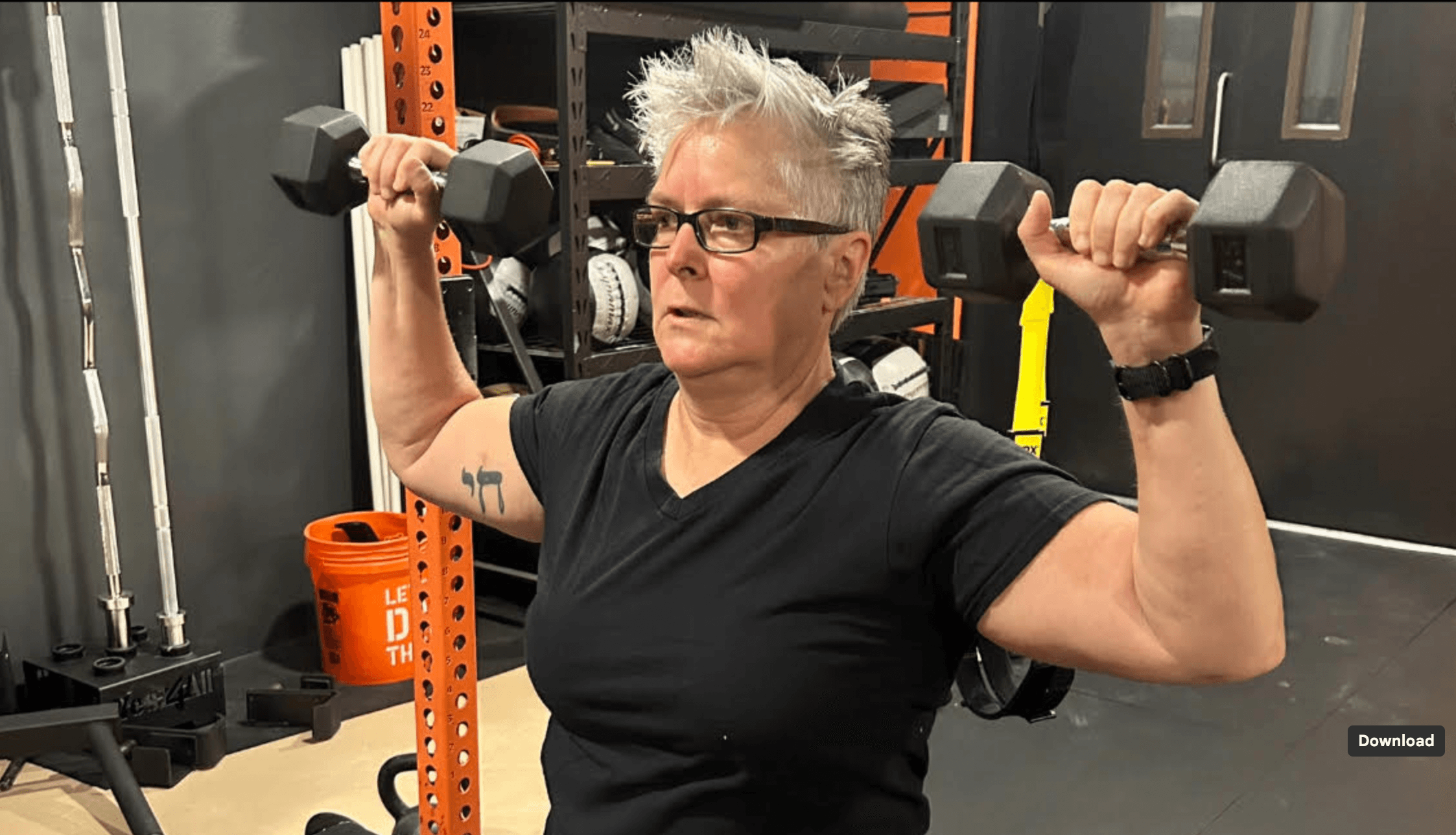 adrienne dumbbell press